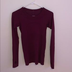 maroon lululemon long sleeve top